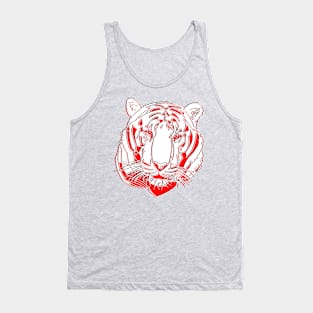 Chinese Tiger Head Feline portrait Wildcat face profile Tank Top